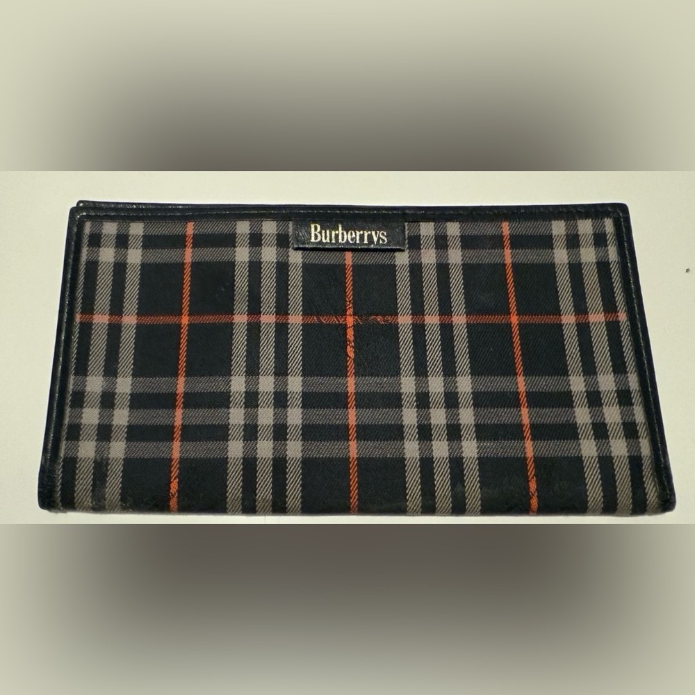 Burberry Navy and Red Plaid Checkbook cover